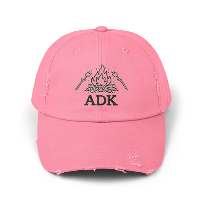 ADK Campfire Hat — Distressed Baseball Cap for Outdoors, Camping & Adirondack Fans